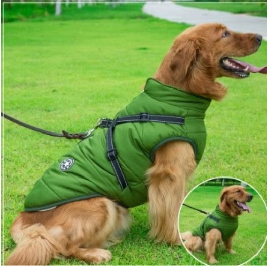 Manteau pour chiens , Vetement pour chien ultra confort, imperméable, coupe vent et protection polaire SHELTER™ avec harnais